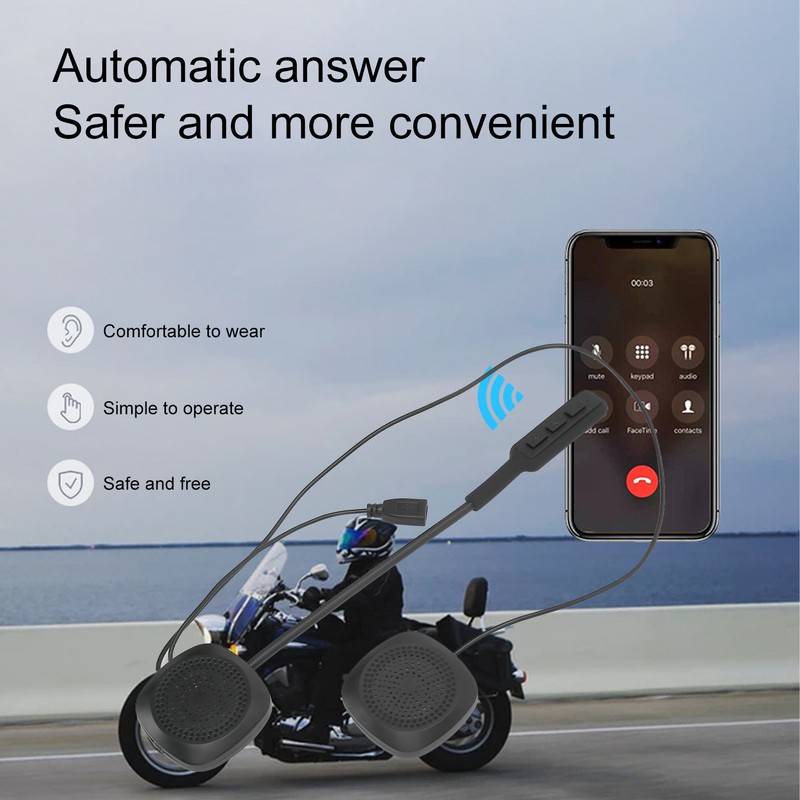 Motorcycle Helmet Bluetooth Headphone Wireless Bluetooth 5.0 Stereo Noise Reduction