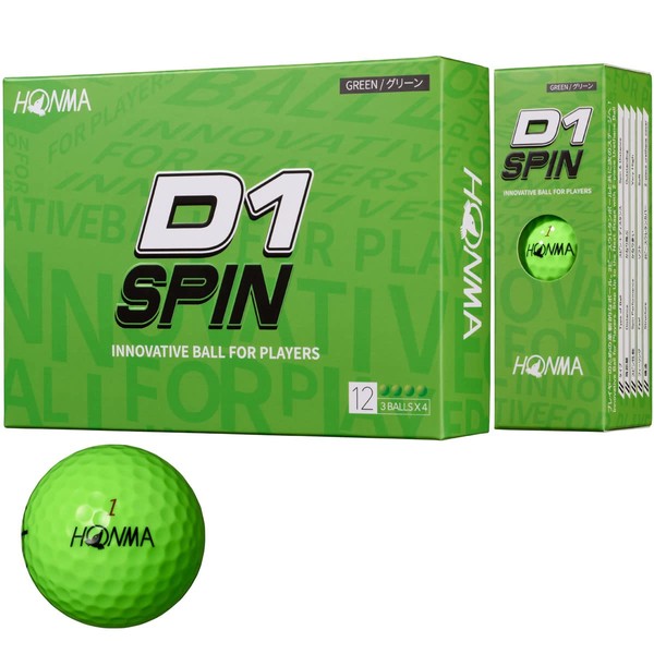 Honma Golf Ball D1 D-1 SPIN Spin 2023 2 Piece Soft Flying Distance Golf Balls 1 Dozen 12 Balls Costa Honma Golf Honma Honma / 1 Dozen (12 Balls) / Green