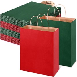 Fuyoooo 48 Pieces Christmas Gift Bags Bulk Red and Green Gift Bags Christmas Treat Bags Xmas Goodie Bags Candy Bags for Christmas Party Supplies Decoration(12.2 x 10.24 x 4.72 Inches)
