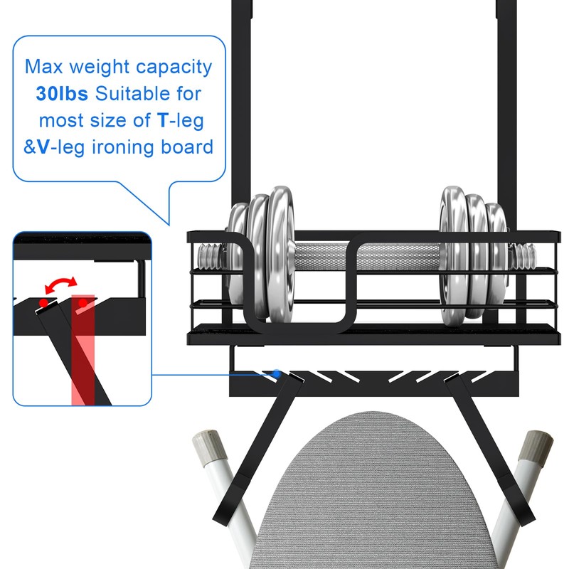 Over The Door/Wall Mount Ironing Board Hanger, Laundry Room Iron