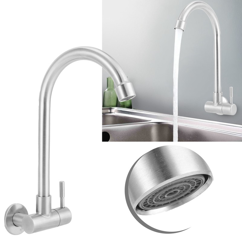 G1/2 Sink Faucet Wall-in 360 Degree Rotating Water Tap Single