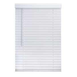 LOTUS & WINDOWARE 2"" Faux Wood Blind, 35"" W x 48"" H, White Wood Grain Textured Finish