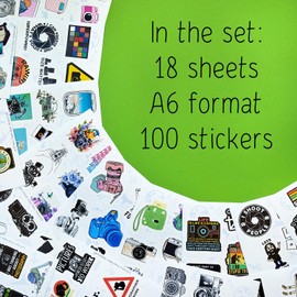 BulbaCraft 100Pcs Photography Stickers, Camera Stickers for Water Bottles, Laptop, Scrapbooking, Planners — Photographer Gifts Women, Camera Gifts for Photographers Women, Photography Accessories