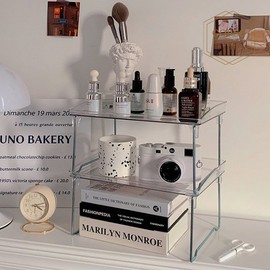 Gorso Foldable Clear Acrylic Shelf Vanity Table Kitchen Organization / 고르소 접이식 투명 아크릴 선반 화장대 주방 정리