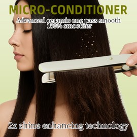 KNJOQ Flat Iron Hair Straightener – Travel 2-in-1 Straightener and Curler with 15s Heat-Up, Professional Negative Ion Ceramic Plate for Less Frizz, 4 Temperature Settings, Auto Shut-Off & LED Display