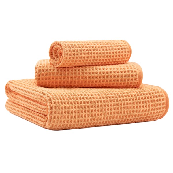 MICROFI New Microfiber Waffle Bath Towels, 3 Pieces, Oversized, Soft,