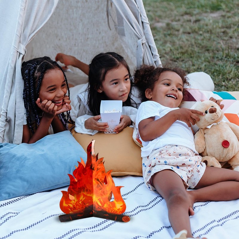 Lotsdonxia 2-Pack 3D Cardboard Campfire Centrepieces – Decorative Paper Campfire