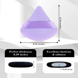 RAREIUS 8pcs Triangular Powder Puff Face Soft Velvet Makeup Puff for Loose Powder Body Powder Makeup Sponge for Contouring Wet Dry Foundation Blender Sponge Beauty Makeup Tool.(Black&Purple)