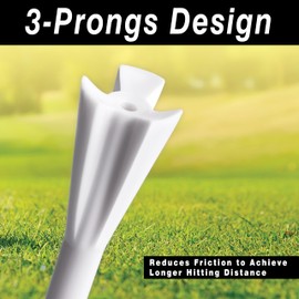 BIRDIEBLAST 150 Pack 3 Prongs Plastic Golf Tees, Low Friction and Resistance Golf Tees, High Performance Premium Golf Tees (White, 3-1/4")