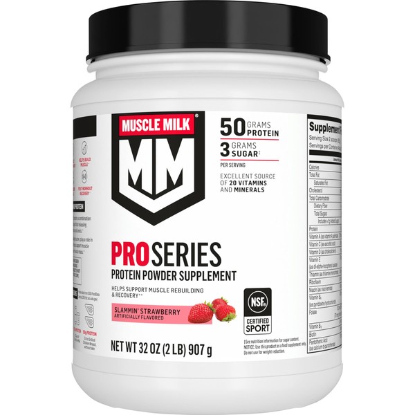 Muscle Milk Pro Series Protein Powder Supplement, Slammin' Strawberry, 2