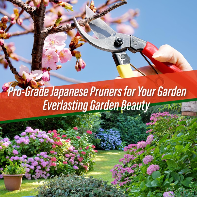 SUIZAN Bypass Pruning Shears 8” - Professional Japanese Hand Pruners