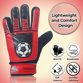 ARSUK Breathable Kids Soccer Goalie Gloves with Non Slip Latex Material - Strong Grip with Dual Wrist Protection For Fingers Youth Football Gloves Kids Training Goalkeeper Gloves