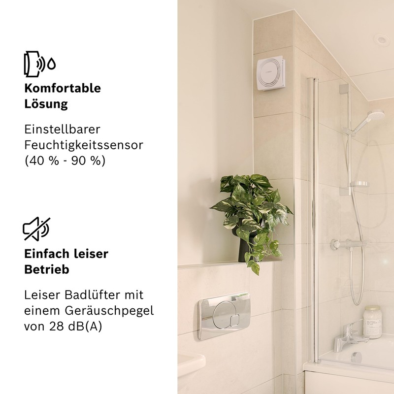 Bosch 1900 DH W100 Quiet Bathroom Fan with Humidity Sensor