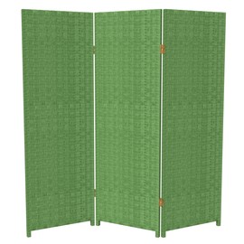 4 ft. Short Woven Fiber Folding Screen - Light Green - 3 Panel
