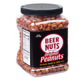 BEER NUTS Original Peanuts - Sweet & Salty Roasted Bar Nuts - Gourmet Glazed Cocktail Nut - Gluten-Free, Kosher, Low Sodium Savory Peanut Snacks Made In The USA - 41oz Family Size Resealable Jar