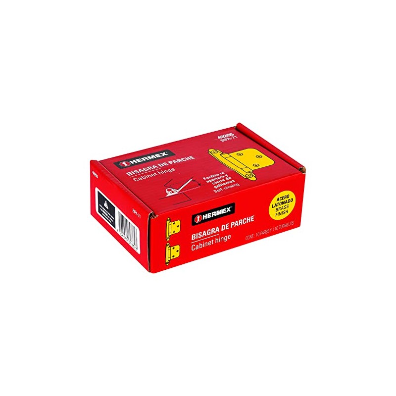 Hermex BIPA-71, Bolsa con 2 bisagras parche de 7cm, latonado