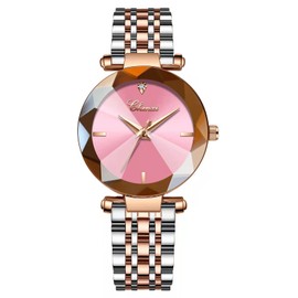 SENRUD Fashion Women's Analog Quartz Watches Luxury Diamond Stainless Steel Mesh Band Wrist Watches for Women