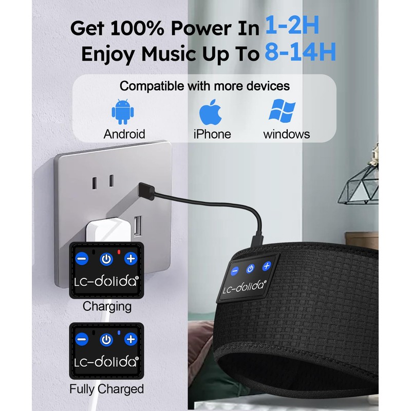 Sleep Headphones Eye Mask, Bluetooth Headphones Headband, Sports Headband Built-in