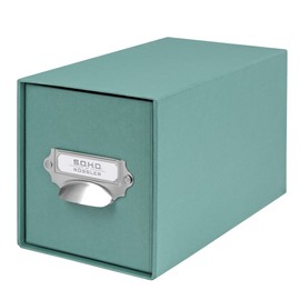 Rössler Papier S.O.H.O 1327452380 CD Drawer Box, Opal, 143 x 158 x 261 mm, Storage Box for Approx. 47 CDs, with Insert Label and Handle