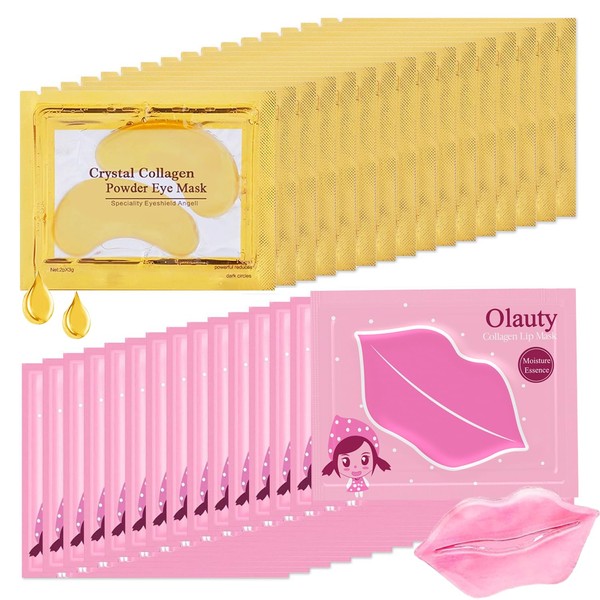 BliBling 30 Pairs Lip Masks & Eye Masks, 24K Gold