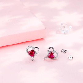 Micory Heart Earrings Women's 925 Sterling Silver Stud Earrings for Jewellery Gifts Women Mum Girlfriend, Silver, Cubic Zirconia