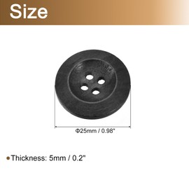 QUARKZMAN Pack of 50 Wooden Buttons, 25 mm (1 Inch) 4-Hole Round Wooden Buttons for Sewing, DIY, Crafts, Clothing, Black