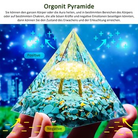 Tyuodna Orgonite Pyramid, Gemstones Healing Stones, Orgone Pyramid, Reiki Chakra Stones, Crystal Stones for Chakra Healing, Meditation, Yoga, Esoteric Gifts (Blue Tree of Life)