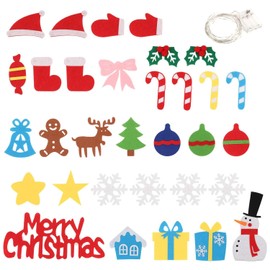 38.6 Inch DIY Felt Christmas Tree Set with Ornaments for Kids+ 33 PCS Detachable Ornaments, Xmas Gifts, New Year Door Wall Hanging Decorations