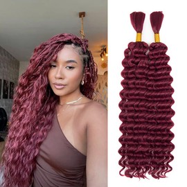 MOCCWOM Extensiones De Cabello Ondulado Profundo Para Trenzar, Cabello Húmedo Y Ondulado, Microtrenzado, Sin Trama, Para Trenzas Bohemias, 160 G, 2 Paquetes #Bug (24 Pulgadas)