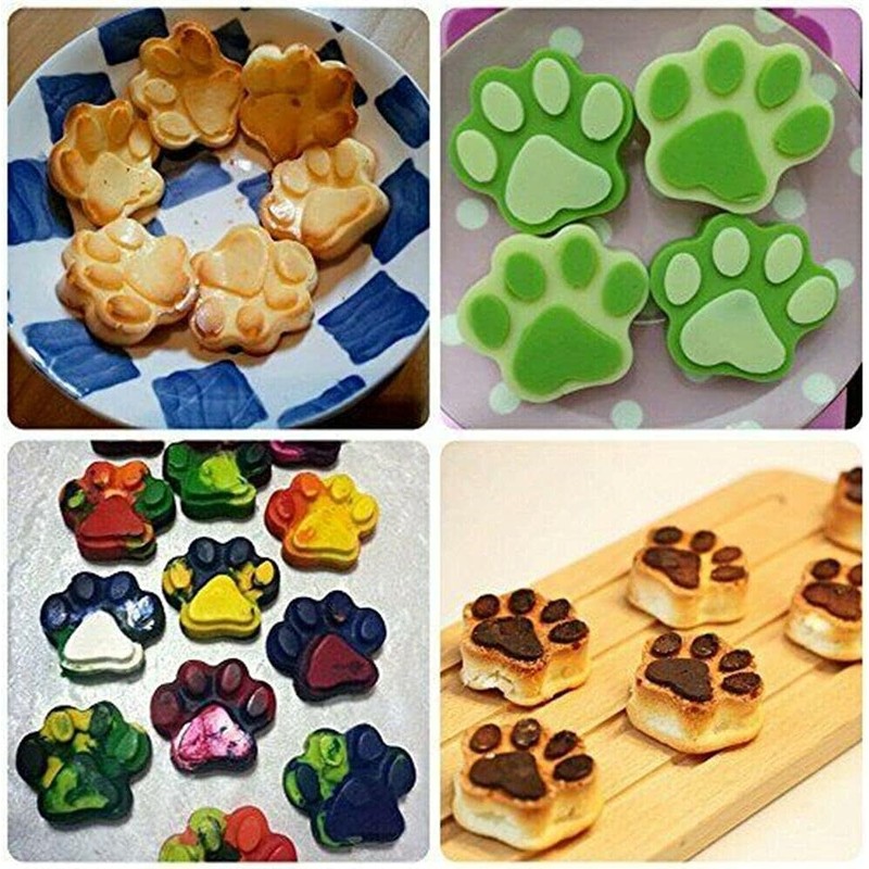 ROTDAM Puppy Cat Dog Paw Shaped Silicone Mold 2PCS-6 Cavity