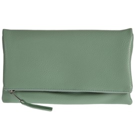 JNB Women's Faux Leather Zipper Foldover Clutch Purse with Tassel, Sage48