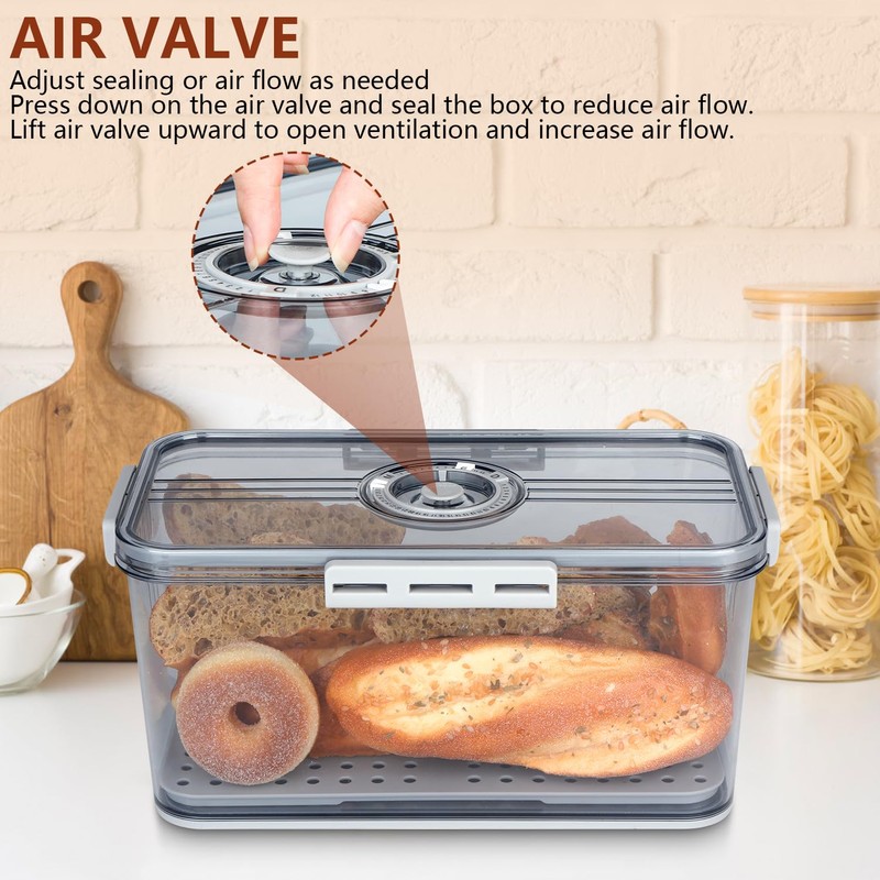 Airtight Bread Box for Kitchen Countertop,Plastic Bread Container,Bread Storage,Breadbox,Bread Storage