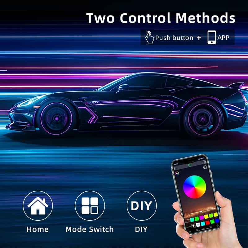 Acrylic Interior Car LED Strip Light, Dreamcolor 10-in-1 RGB Ambient