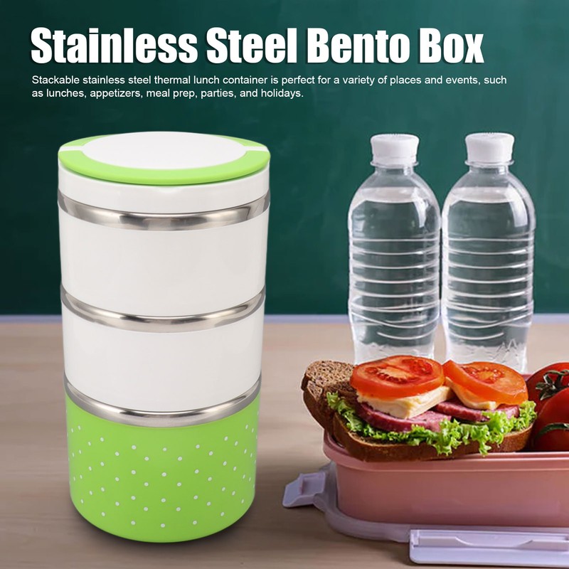 Stackable Stainless Steel Thermal Lunch Container Leakage Proof Retain Freshness