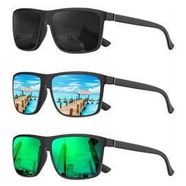 Perfectmiaoxuan Polarised Sunglasses Men/Women; Vintage/Classic Glasses Frame; UV400 HD Pilot Lenses; Golf/Driving/Fishing/Travel Glasses/Outdoor Sports Fashion Sunglasses, 【A2】Black + Blue + Green