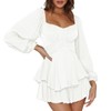 Meenew Women's Off Shoulder Romper Double Layer Ruffle Hem Waist