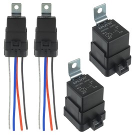 EPLZON 4 PIN 40/30 AMP 12V DC SPST Waterproof Relay Heavy Duty 14 AWG Tinned Copper Wires with Harness Kit for Boats Auto Fan Cars(Pack of 2pcs)