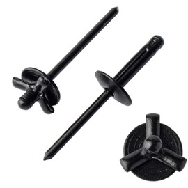 ISPINNER 50pcs 3/16" x 4/5" Large Head Tri-Fold Exploding Aluminum Pop Rivets (Black)