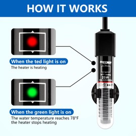 FREESEA Aquarium Fish Tank Heater: 25W/50W/100W/300W Small Submersible Aquarium Heater with Preset Temperature for 1-5 Gallon Betta Turtle Freshwater Saltwater Tank