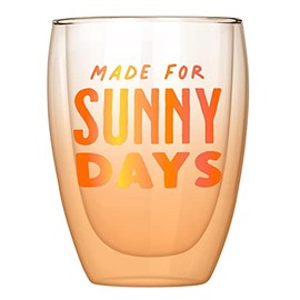 Slant Collections Wine Glass Gift Double-Wall Stemless Wine Glass 10-Ounces, Sunny Days