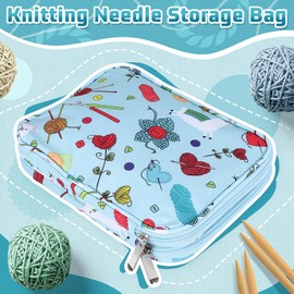 Roundsky Empty Knitting Needles Case Storage Organiser Storage Bag for Circular Knitting Needles and Accessories Kit Bag