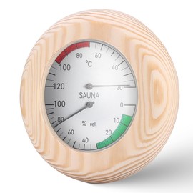 Sauna Thermometer Hygrometer: 2-in-1 Round Wooden Sauna Room Thermometer and Hygrometer High Accuracy Measuring Thermometer for Steam Room Sauna Room