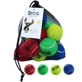 AMA SPORT Tennis Balls for Dogs 12 Pack 2.5" Multi Colors Dog Tennis Balls for Puppy Small Medium Dog Toys, Designed for Dogs Floating Water-Hunting Fetch Fun Playing Daily Exercise Mid-air Catching