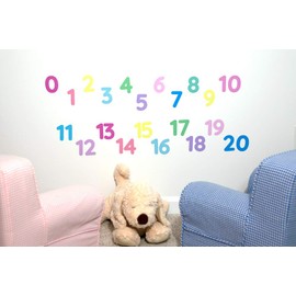 StikArt 3-inch Removable Peel & Stick Numbers 0-20 Wall Decals (Assorted Pastel Colors)