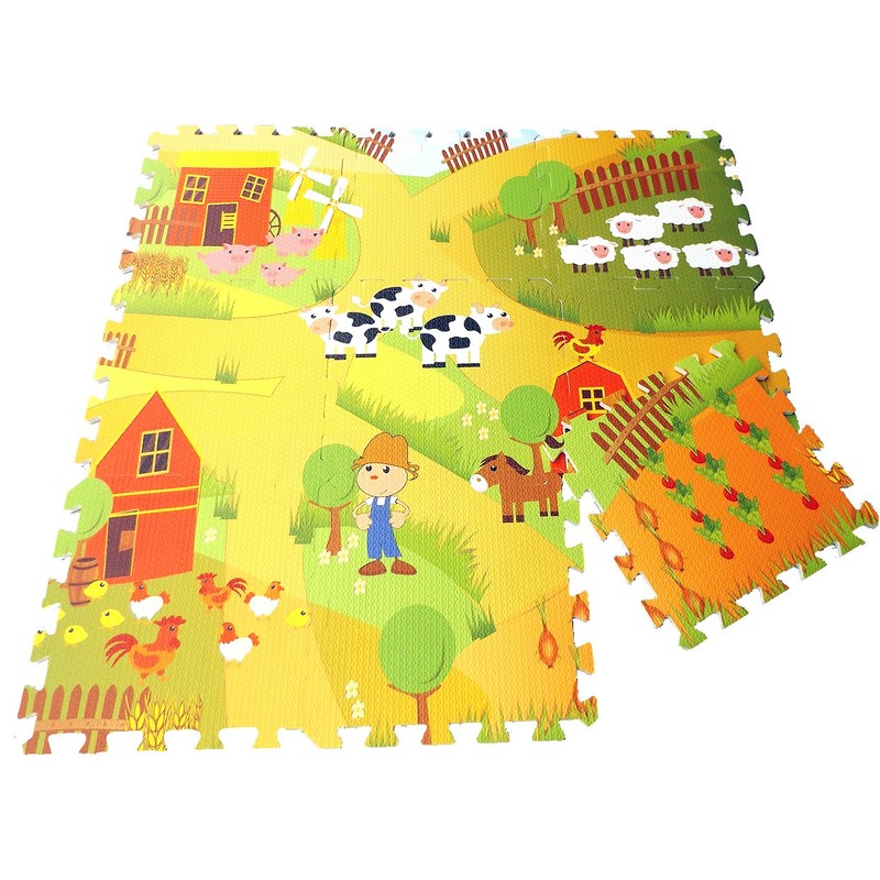 Brigamo Farm Puzzle Mat, 9-Piece Foam Mat, Tested for Harmful
