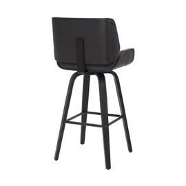 Armen Living Tyler 30" Bar Height Swivel Grey Faux Leather and Black Wood Bar Stool