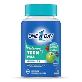 One A Day Teen for Him Multivitamin Gummies, Gummy Multivitamins with Vitamin A, C, D, E and Zinc for Immune Health Support, Physical Energy & more, 60 Count