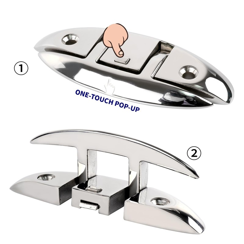6 Inch Boat Folding Cleat, 316L Stainless Steel Flip-Up Dock