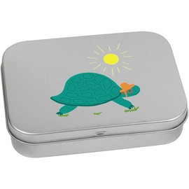110mm 'Tortoise With A Sun Hat And Glasses' Metal Hinged Tin/Storage Box (TT00243664)
