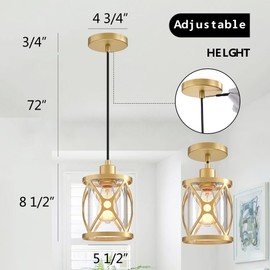 Modern Pendant Lights Kitchen Island 3 Pack with Clear Glass, Adjustable Hanging Pendant Light Over Table, Gold Dining Room Lighting Fixture